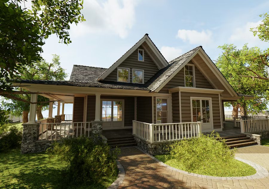 Modern suburban garden - main view